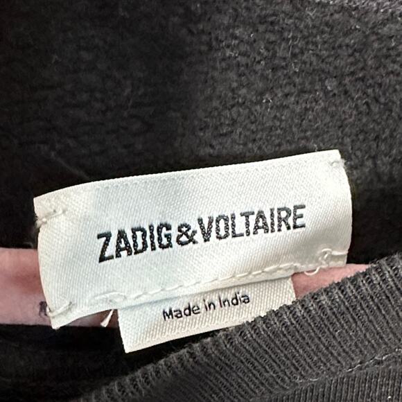 ZADIG & VOLTAIRE Upper Camo Rock Strass Sweatshirt Black {O7} - Picture 4 of 5